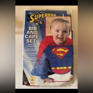 NOS 1999 / Y2K Superman Bob and Cape Set Costume Newborn to 9 months
